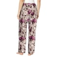 thumbnail image 3 of Uemuo Rose Flowers Pattern Women's Wide Leg Palazzo Lounge Pants with Pockets Light Weight Loose Comfy Casual Pajama Pants-X-Large, 3 of 9