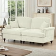 thumbnail image 6 of Newest Elegant Oversized Large Two Seater Sofa Couch, Flared Arms, Removable Ruffles Pleats Skirts, Spindle Legs,Comfy Chenille Two-Seat Love Seat Sofa for Living Room,Beige White, 6 of 20
