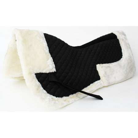 Horse English Quilted Half SADDLE Pad Correction Wither Relief Fur Black (Best English Saddle Pad For High Withers)