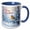Blue/White, variant on 3drose, Robin Bird on a Tree Branch in Winter. Merry Christmas Gift for All, 15oz Mug