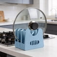 thumbnail image 5 of Blue Plastic Pot Lid Organizer for Cabinet, Space-Saving Lid Holder for Pans and Pots, 13x13cm, 5 of 5