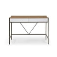 thumbnail image 3 of Yolanda Wooden Desk Natural/Bronze 43.3L x 21.7W x 30H 2 Storage Drawers, 3 of 10