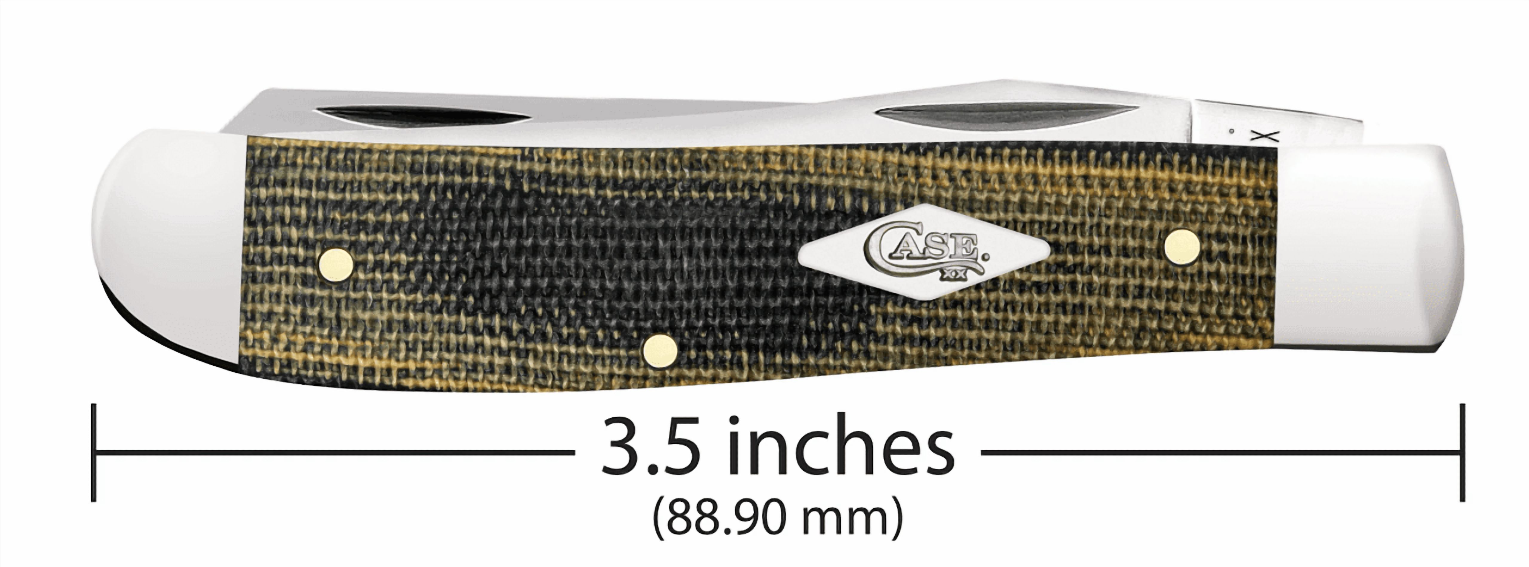 Case XX Knives Case XX Smooth Green and Black Natural Canvas Micarta Mini Trapper Folding Knife