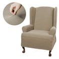 thumbnail image 3 of Mainstays Pixel 1-Piece Stretch Wing Chair Slipcover, Sand, 3 of 8