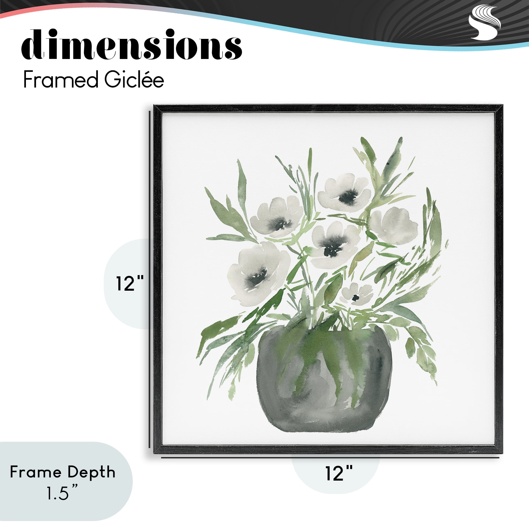 Stupell Industries Soft White Anemones Black Framed Giclee Art, design by Lucille Price