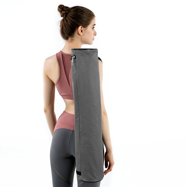 Graflsoa Waterproof Yoga Mat Backpack with Adjustable Strap, Durable Polyester Crossbody Bag for Gym & Studio, Solid Grey Design, Zipper Closure, Unisex Adult Accessory