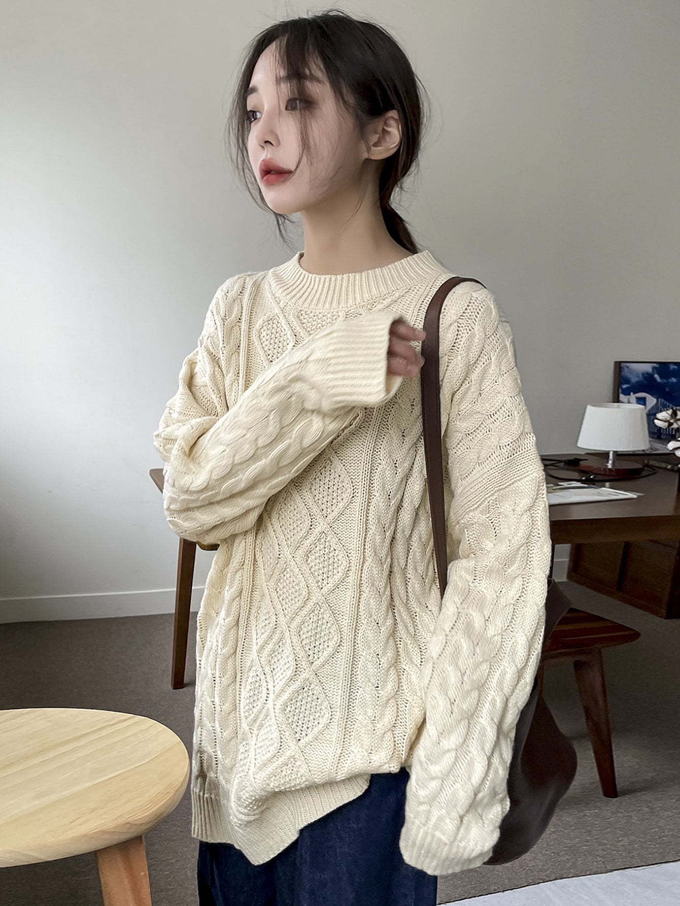 Women's Cable Knit Drop Shoulder 