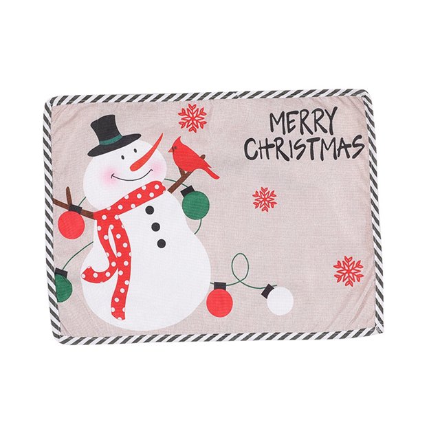 Decoración navideña, cubierta a prueba de polvo, tapete de mesa, accesorios para el hogar, accesorios para festivales, suministros para Kits de decoración para fiestas Patrón de muñeco de nieve Bewildely HA069701-01