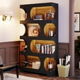 thumbnail image 5 of 4-Tier Tall Bookcase, 71" S-Shaped Bookshelf, Wood Decorative Storage Shelving, 5 of 5