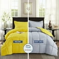 thumbnail image 3 of HIG Reversible Lightweight Comforter - All Season Down Alternative Comforter King Summer Duvet Insert Yellow Quilted Bedding Comforters with Corner Tabs King/Cal.King Size Yellow/Light Grey, 3 of 9