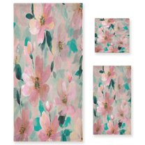 3 Piece Bath Towels Set Bath Towel, Hand Towel and Face Towel for Bathroom, Gym, Hotel Coral Floral Print