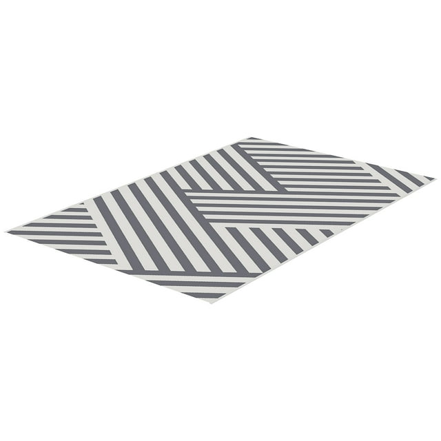 CoSoTower Reversible Outdoor RV Rug, Patio Floor Mat, 6' x 9' Plastic Rug for Backyard, Deck, Beach, Camping, Grey and Cream