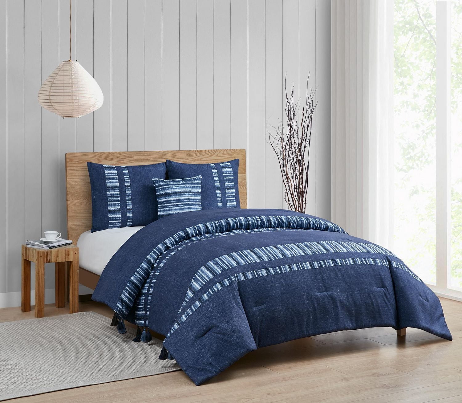 Asami Indigo 4 Piece Comforter Set Double/Queen