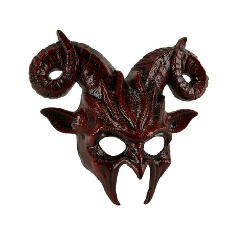 Blood Red Ram Horns Dark Demon Goat Man Adult Halloween Mask
