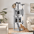 thumbnail image 2 of Alden Design 80″ Tall Multilevel Cat Tree with 2 Condos & 3 Scratching Posts for Kittens, Light Gray, 2 of 11