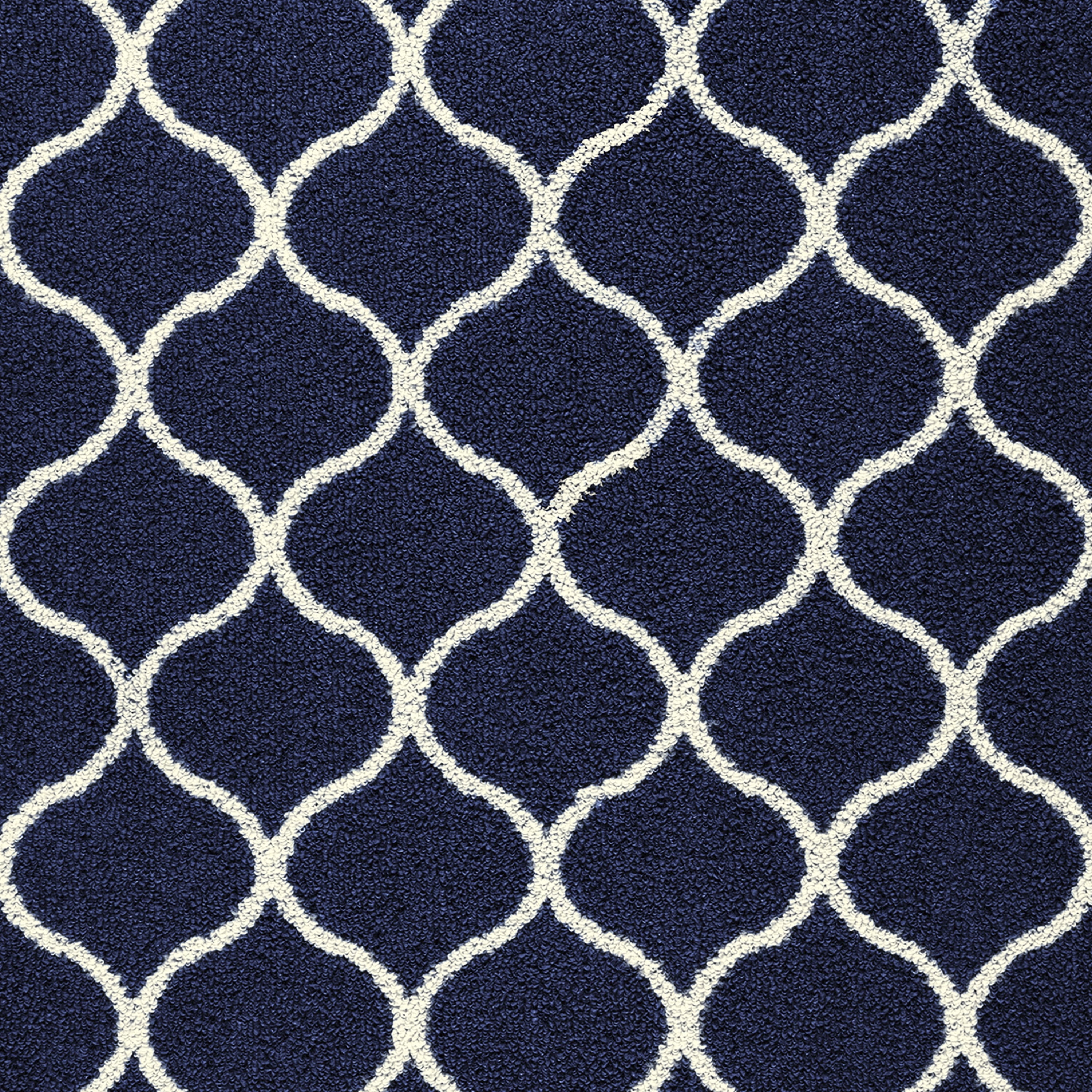 Maples Rugs Rebecca Moroccan Trellis Washable, Non-Slip, Low Profile Indoor Rug, 1'8 x 2'10, Navy/White
