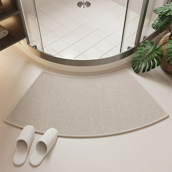 Bathroom Floor Mat Rug - Linen Non Slip, Super Absorbent, Soft Washable Carpet for Bathroom, Bedroom, Entrance Doorway - 29.5 x 15.7 in, Brown/Gray/Red/Beige