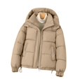 thumbnail image 6 of Women's Puffer Jacket, 2025 New Style Lightweight Quilted Down Coat with Zip Front, Warm Winter Outerwear for Women, Packable Travel Puffer Coat with Hood, Casual Cropped Insulated Jacket Khaki M, 6 of 6