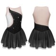 thumbnail image 3 of Traje de patinaje sobre hielo para niñas con brillantes diamantes de imitación, maillot de ballet, vestido de baile lírico con dobladillo irregular, vestido de tutú y leotardo, 3 of 5