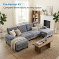 thumbnail image 2 of ZAFLY Sectional Couches for Living Room, Chenille U Shaped Sectional Sofa with Double Chaise for Apartment - Light Gray, 2 of 8