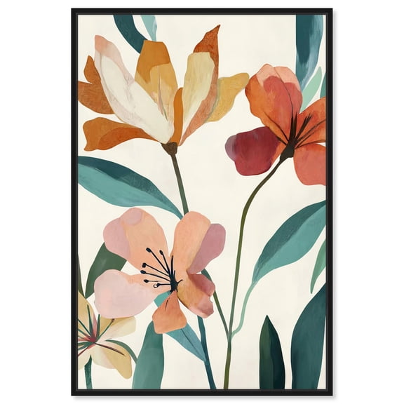 Art Remedy Pastel Color Florals Canvas, 10" x 15", Black Frame, Poetry of Flowers II