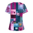 thumbnail image 4 of Iaqnaocc Scrubs for Women Funny Vintage Floral Print Nursing Uniform Trendy V Neck Side Slits Scrub Tops Party Short Sleeve Medical Workwear with 3 Pockets Cyan 3XL, 4 of 4