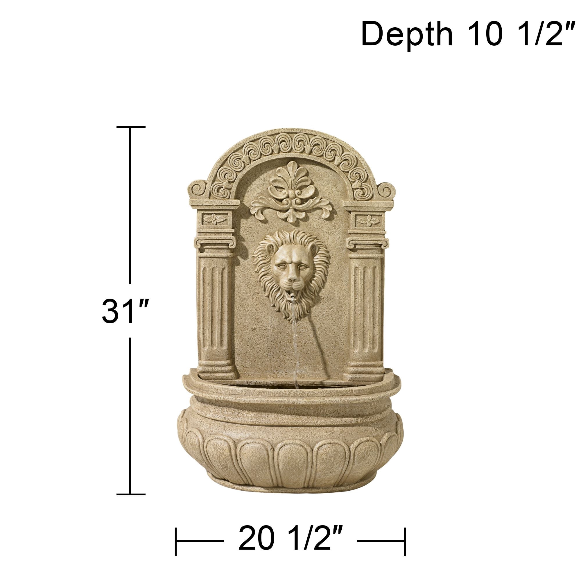 Royal Lion Face 31" High Large Italian Indoor Outdoor Decor Sand Stone Wall Fountain Statue Outside Garden Patio