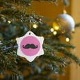 thumbnail image 7 of 3drose, Funny Black Mustache on Pink Polka Dots, 3 inch Snowflake Porcelain Ornament, 7 of 7