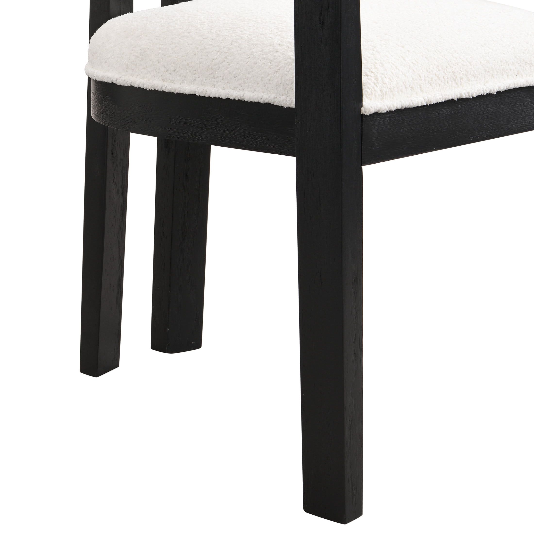 Rovelle Modern Upholstered Dining Chairs, Rubberwood, Beige + Black, Set of 2