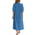 thumbnail image 7 of SETOOFF Women Ruffled V Neck Midi Dress Puff 3/4 Sleeve Loose Shift Dress Casual Side Pockets Vacation Travel Outfits, 7 of 7