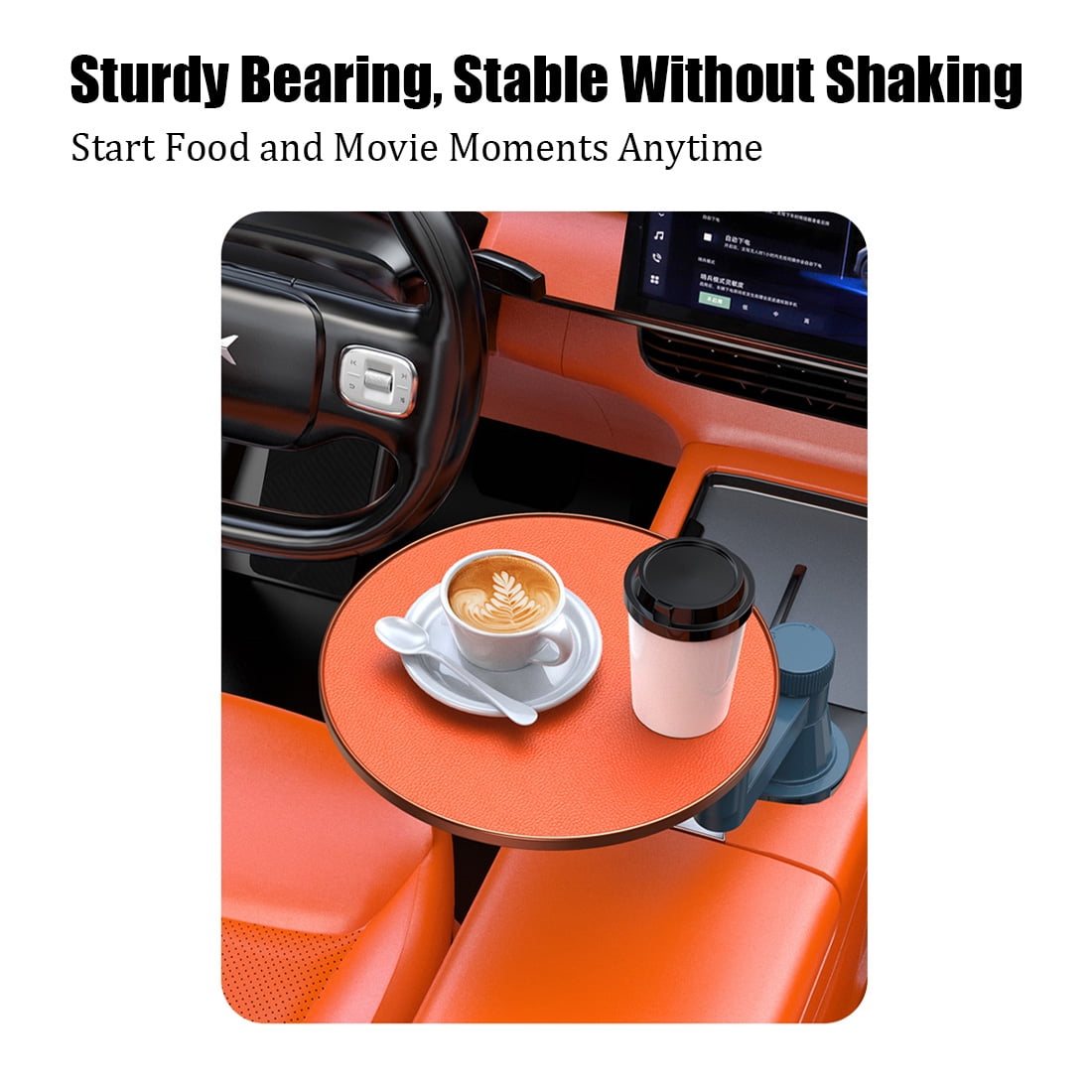Rectangular Multifunctional Car Table for Rear Seat, Laptop Writing Board for Meals & Work, 360° Rotating Cantilever, Scratch-Resistant PU Leather Car Tray, Fits Most Car