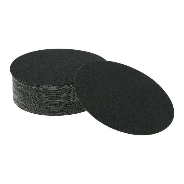 50 Pcs Discos de Lija Redondos 60 Grano con Gancho y Asa Universales para Restauración Automotriz 150x150mm Carburo de Silicio Negro