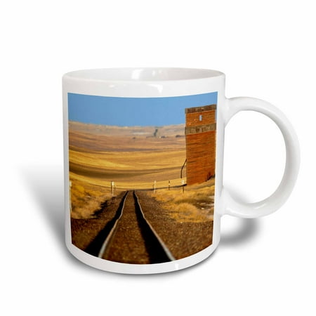 3dRose Train tracks, old granary at Collins, Montana - US27 CHA1736 - Chuck Haney, Ceramic Mug, 15-ounce