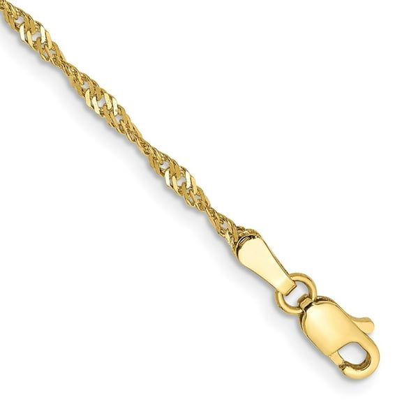 10k Yellow Gold 1.7mm Singapore Anklet Chain Fine Jewelry For Women Gifts For Her, 9"