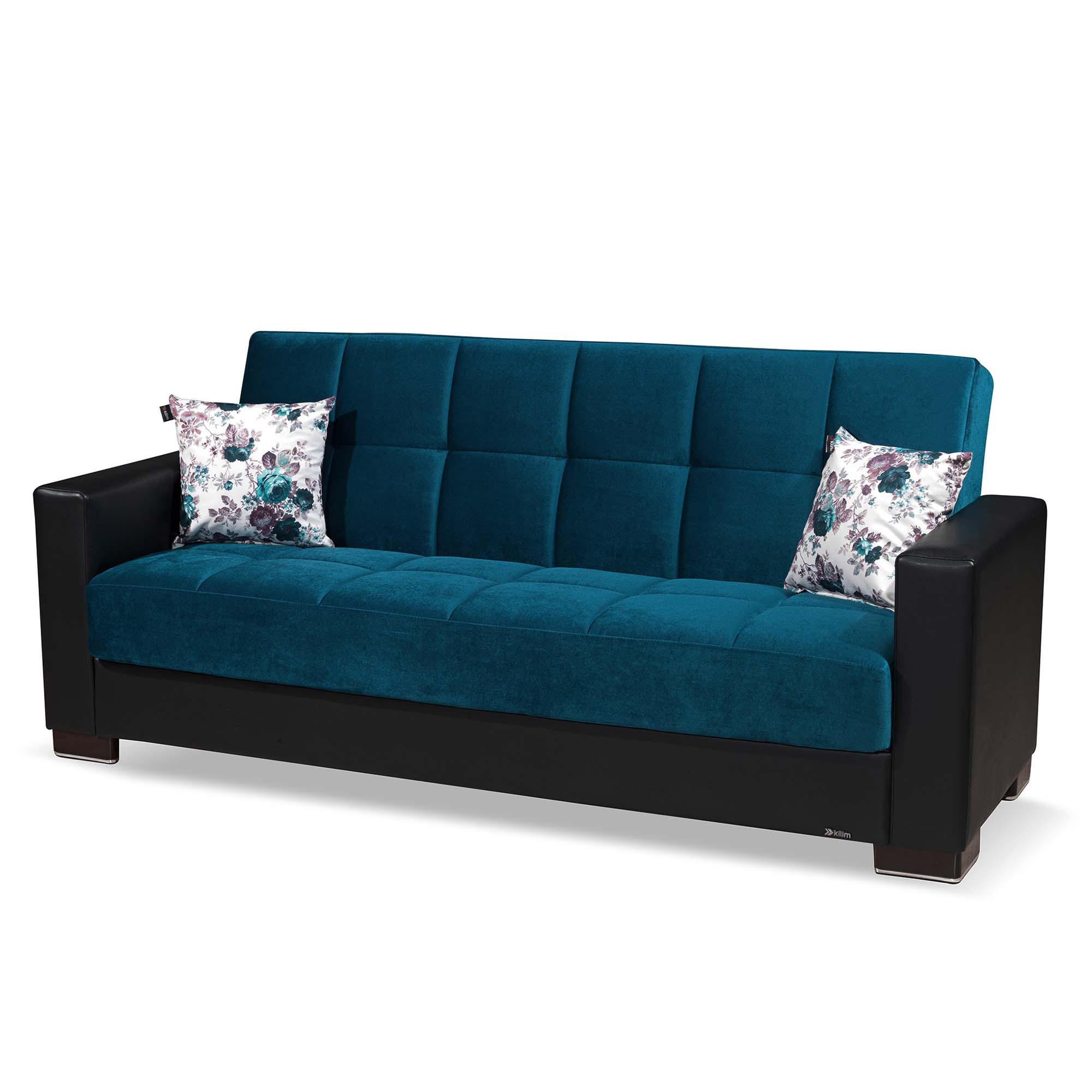 Ottomanson Origins Sofa Bed with Storage 74", Turquoise Microfiber