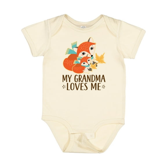 Inktastic Grandma Loves Me Woodland Fox Boys or Girls Baby Bodysuit