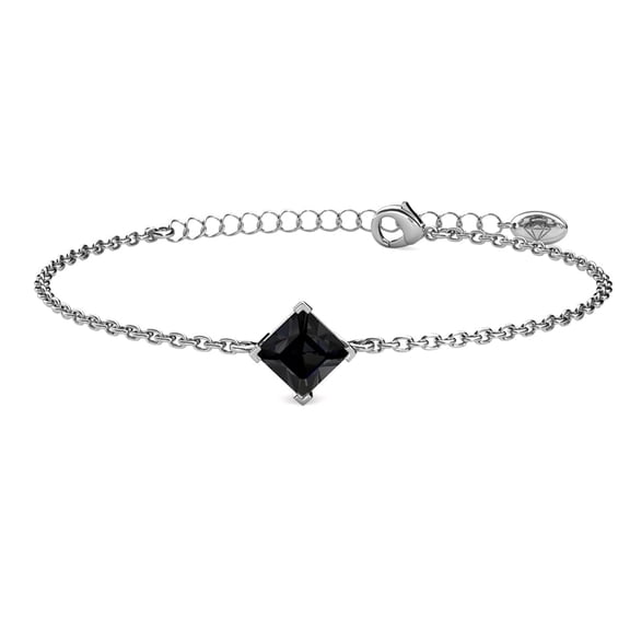 Cate & Chloe Samantha 18k White Gold Plated Bracelet with Black Swarovski Crystal Gift for Women