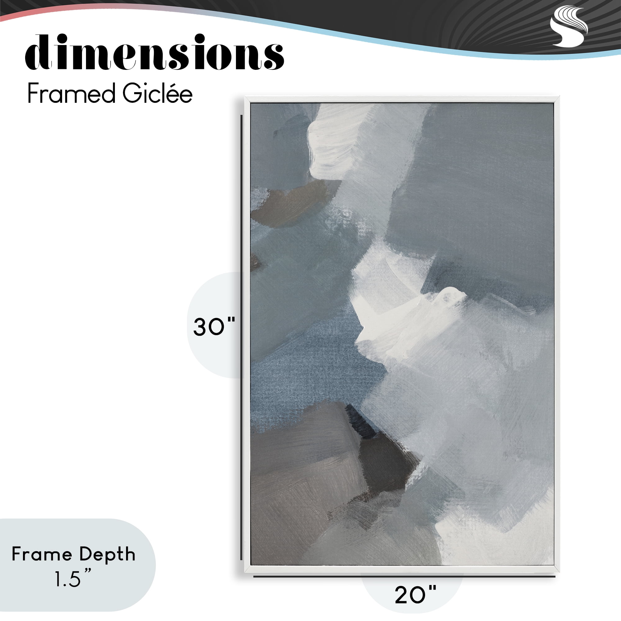 Stupell Industries Stormy Grey Abstract White Framed Giclee Art, design by Lanie Loreth