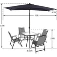 thumbnail image 6 of Superjoe LED Solar Patio Rectangular Umbrella Outdoor 10 x 6.5ft Market Table Steel Umbrella with Tilt and Crank, Waterproof Sunshade Canopy, 6 Ribs Umbrella for Garden Deck Backyard, Dark Blue, 6 of 7