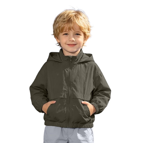 Lullu Toddler Boys Lightweight Windbreaker Outdoor Camping Hiking Zipper Hooded Jacket Outerwear, Sizes 3-4
