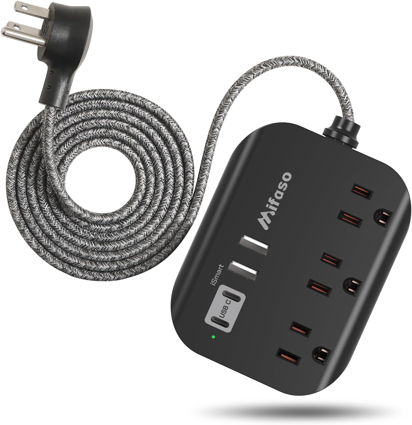 RGHJAR-Travel Essentials - Power Strip with USB, Compact Flat Plug Extension Cord 5ft with 3 Outlets 4 USB Ports, Non Surge Cruise Must Haves, Cruise Ship Essentials, Dorm Room, Apartment Essentials