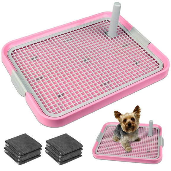 Dog Potty Tray Toilet 20"x14" Doggy Bathroom Dog Litter Box, Indoor Pee Pad Holder Puppy Pee Mesh Potty Training Tray with Secure Latch, Dog Potty Pan for Small Medium Puppies Indoor