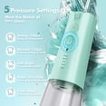 thumbnail image 2 of Water Flosser Dental Cleaner: 5 modes cordless water flosser 300 portable rechargeable 7 waterproof electric water flosser cleaning stick, equipped with 6 nozzle tips oral irrigator, mint green, 2 of 4