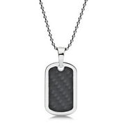 Men's Stainless Steel with Black Carbon Fiber Dog Tag