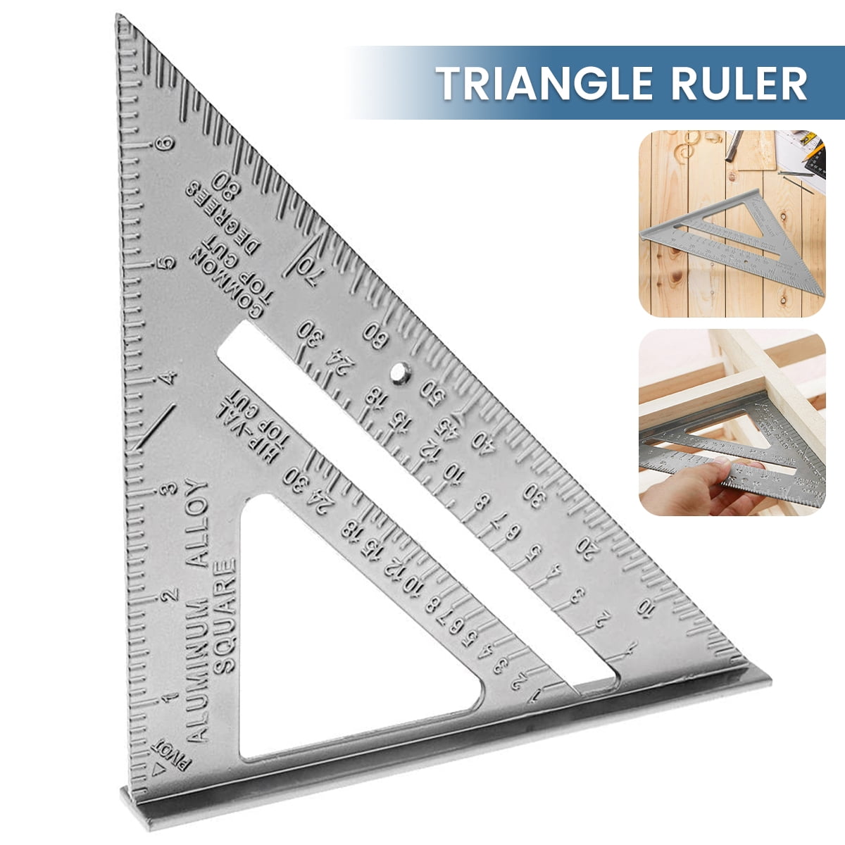 7 inch Imperial Aluminum Alloy Triangle Angle Protractor Ruler Woodworking Tool 