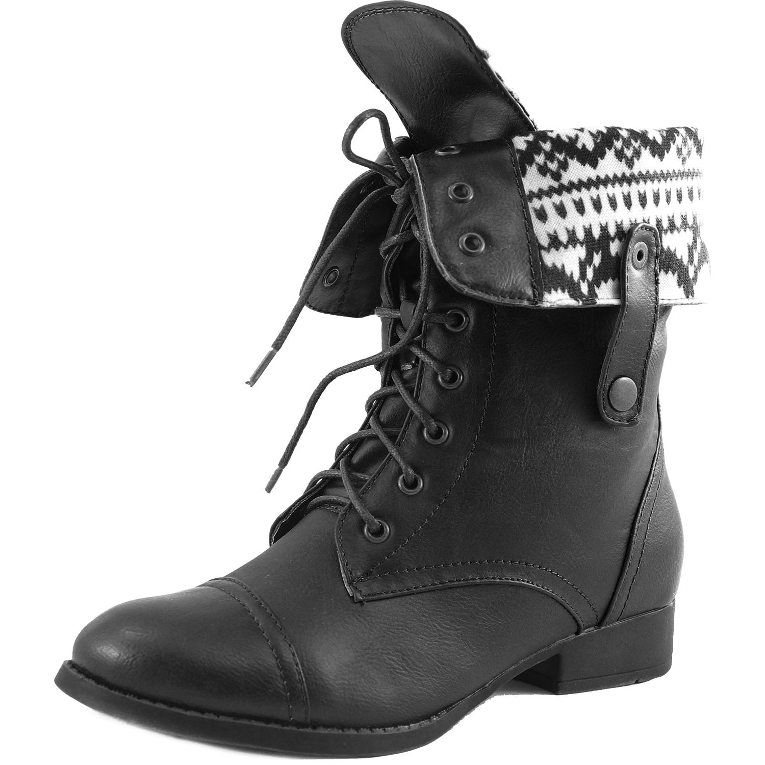 black fold over combat boots