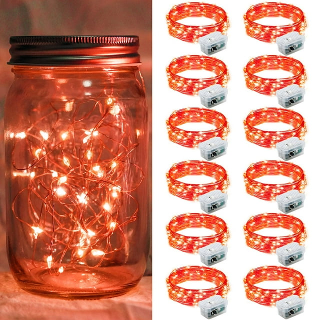 String Lights chzk, 12 unidades, batería roja de 2,1 m, resistente al agua