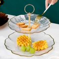 thumbnail image 2 of Kit de 5 soportes para tartas de boda de metal dorado de 3 niveles con mango central y varillas de montaje, 2 of 5