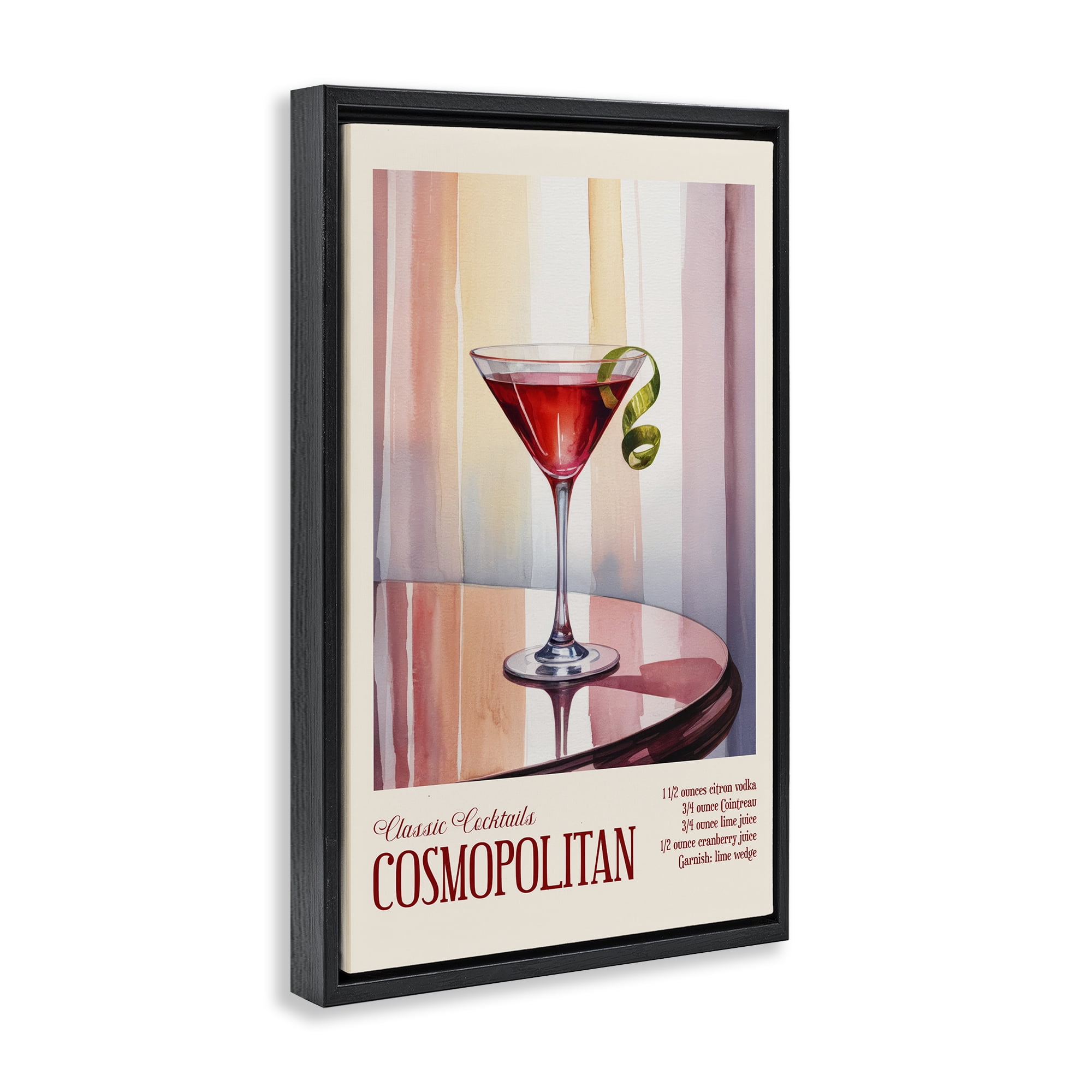 Stupell Industries Cosmopolitan on Reflective Table Black Framed Floater Canvas Wall Art, design by Andreas Magnusson