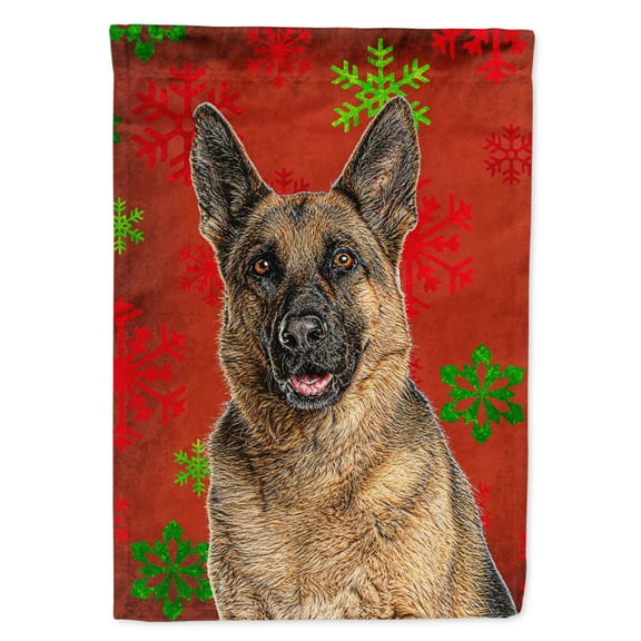 Red Snowflakes Holiday Christmas  German Shepherd Garden Flag